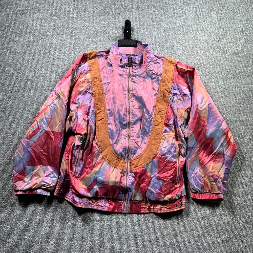 VTG Le Coq Sportif Windbreaker Jacket Mens Medium Multicolor Geometric Full Zip